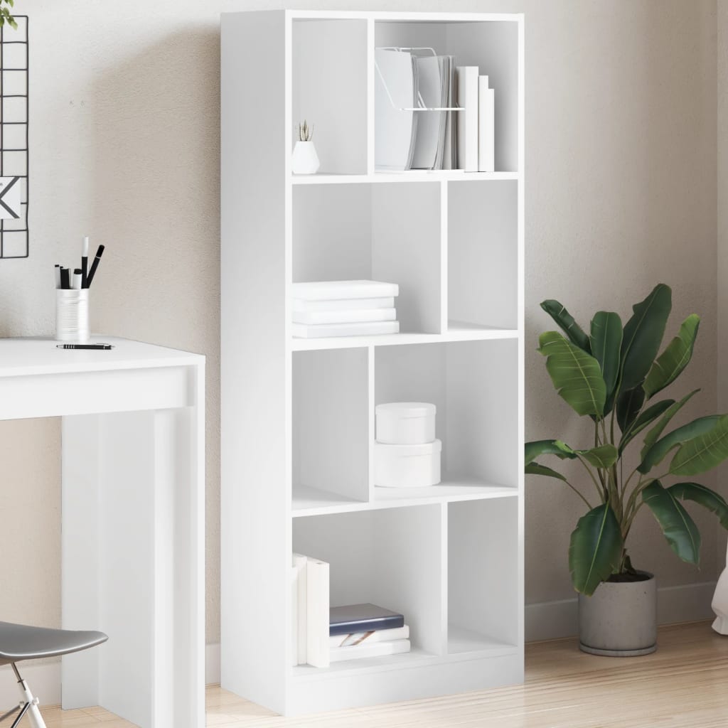 vidaXL Bibliotecă, alb, 57x28,5x141 cm, lemn prelucrat vidaXL Bibliotecă, alb, 57x28,5x141 cm, lemn prelucrat