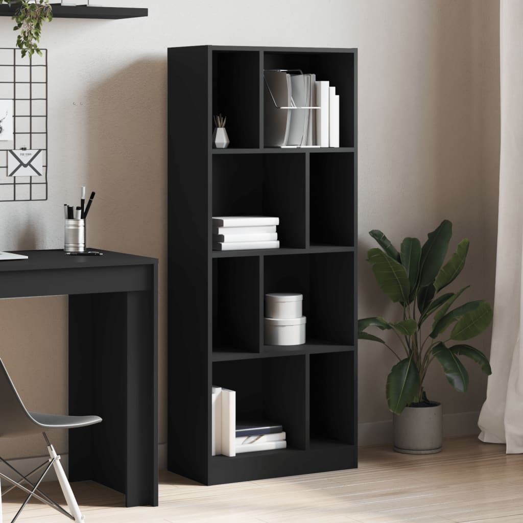 vidaXL Bibliotecă, negru, 57x28,5x141 cm, lemn prelucrat