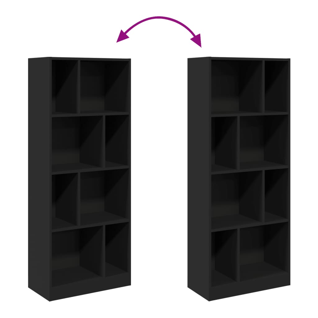 vidaXL Bibliotecă, negru, 57x28,5x141 cm, lemn prelucrat