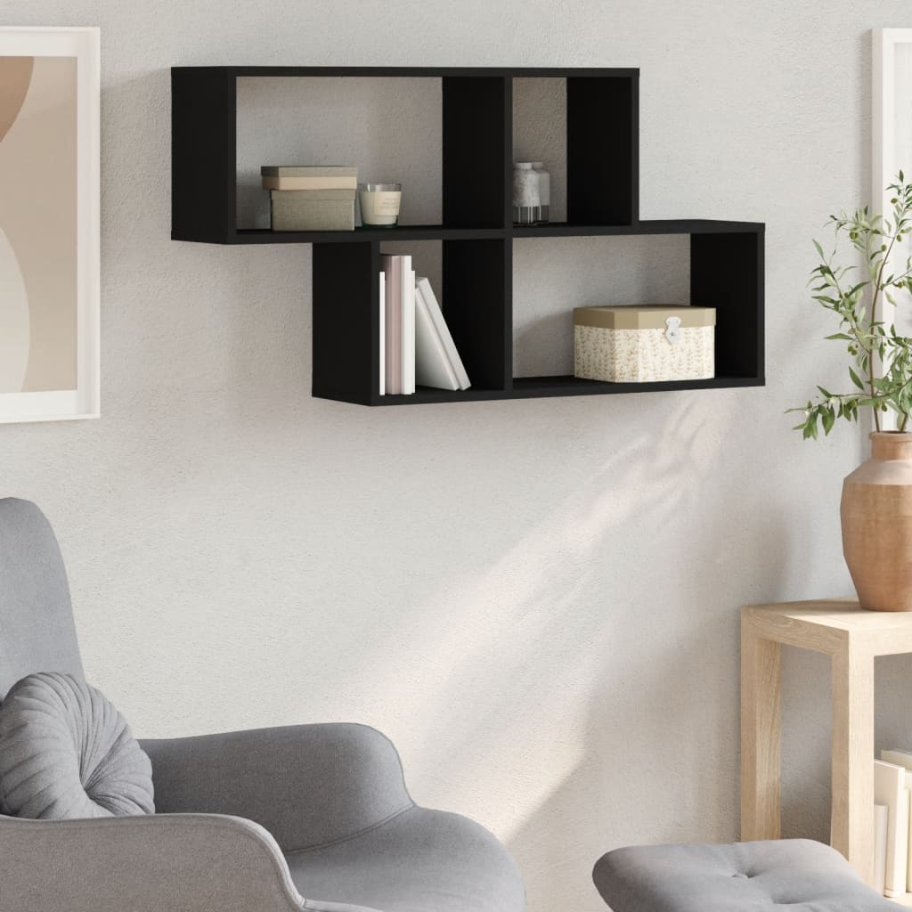 vidaXL Raft de perete, negru, 100x20x53 cm, lemn prelucrat vidaXL Raft de perete, negru, 100x20x53 cm, lemn prelucrat