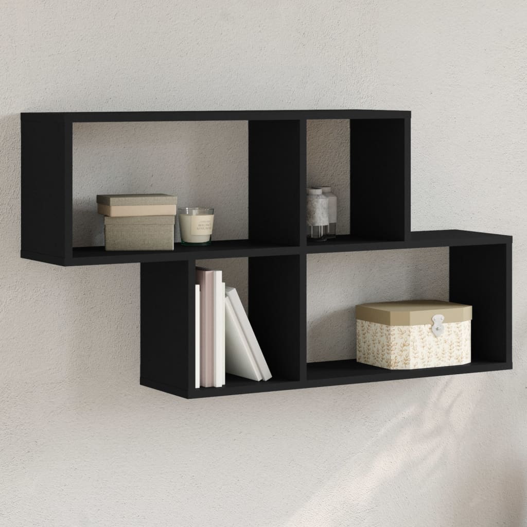 vidaXL Raft de perete, negru, 100x20x53 cm, lemn prelucrat vidaXL Raft de perete, negru, 100x20x53 cm, lemn prelucrat