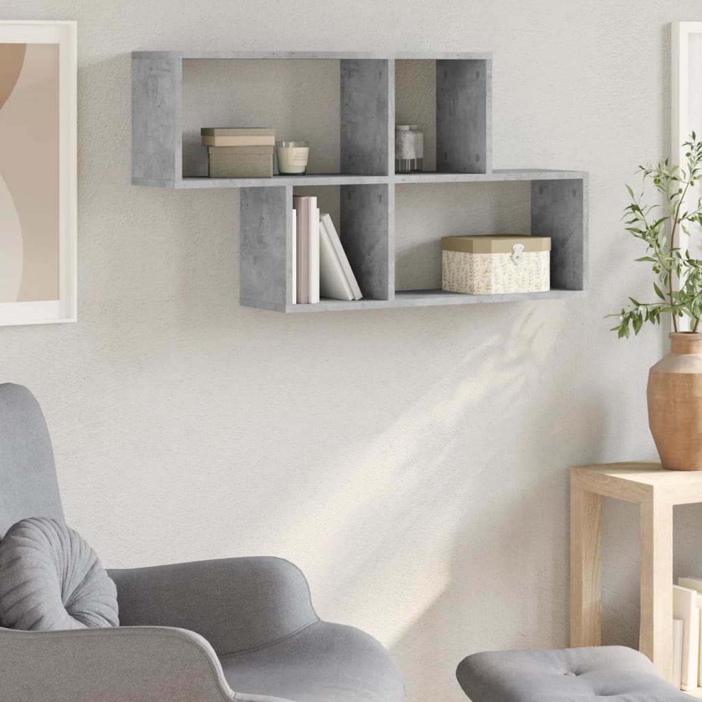 vidaXL Raft de perete, gri beton, 100x20x53 cm , lemn prelucrat