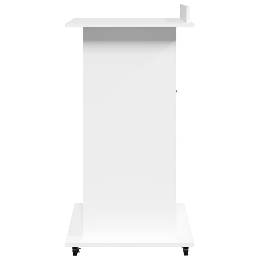 vidaXL Pupitru cu roți și sertar alb 55x55x107 cm lemn prelucrat vidaXL Pupitru cu roți și sertar alb 55x55x107 cm lemn prelucrat