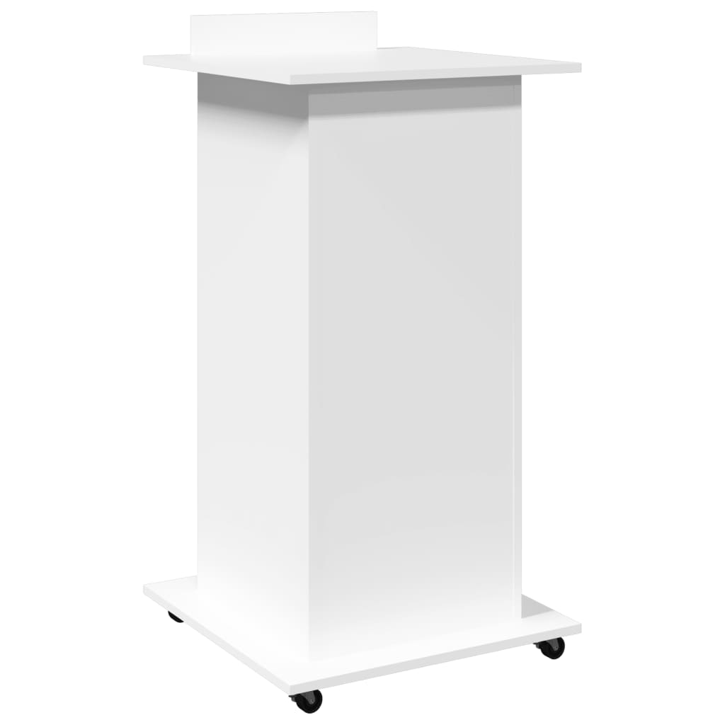 vidaXL Pupitru cu roți și sertar alb 55x55x107 cm lemn prelucrat vidaXL Pupitru cu roți și sertar alb 55x55x107 cm lemn prelucrat