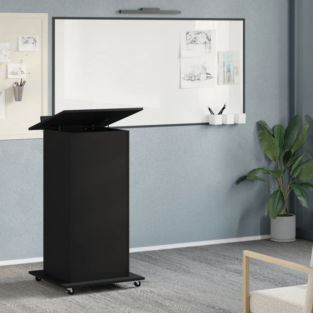 vidaXL Pupitru cu roți și sertar negru 55x55x107 cm lemn prelucrat vidaXL Pupitru cu roți și sertar negru 55x55x107 cm lemn prelucrat