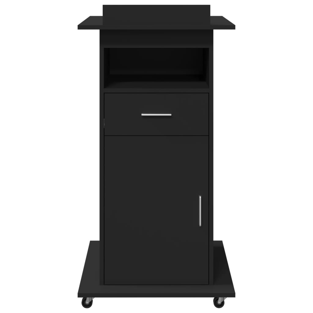 vidaXL Pupitru cu roți și sertar negru 55x55x107 cm lemn prelucrat vidaXL Pupitru cu roți și sertar negru 55x55x107 cm lemn prelucrat