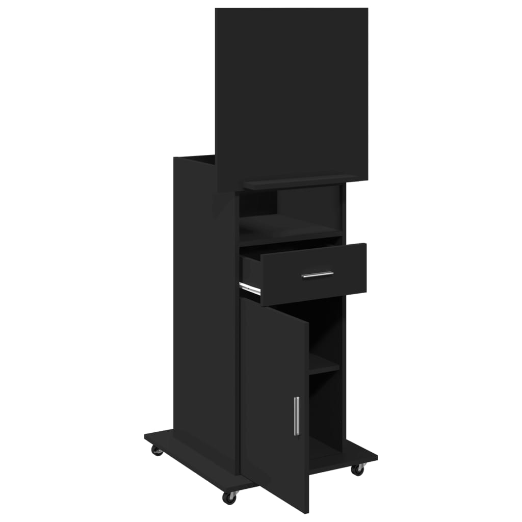 vidaXL Pupitru cu roți și sertar negru 55x55x107 cm lemn prelucrat vidaXL Pupitru cu roți și sertar negru 55x55x107 cm lemn prelucrat