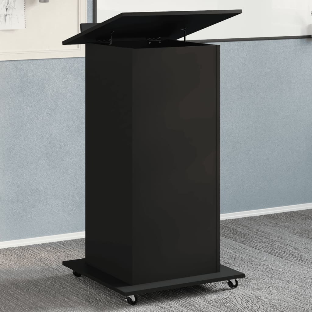 vidaXL Pupitru cu roți și sertar negru 55x55x107 cm lemn prelucrat vidaXL Pupitru cu roți și sertar negru 55x55x107 cm lemn prelucrat