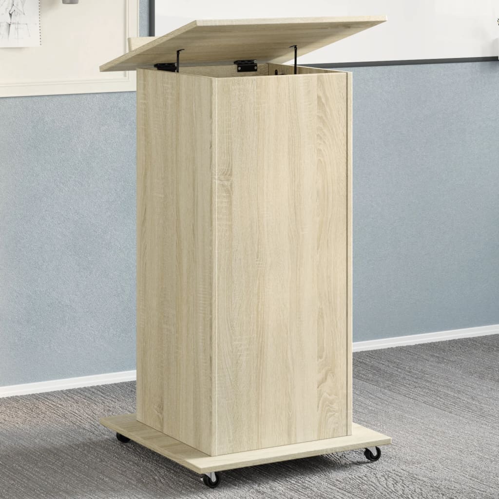 vidaXL Pupitru roți și sertar stejar sonoma 55x55x107cm lemn prelucrat vidaXL Pupitru roți și sertar stejar sonoma 55x55x107cm lemn prelucrat