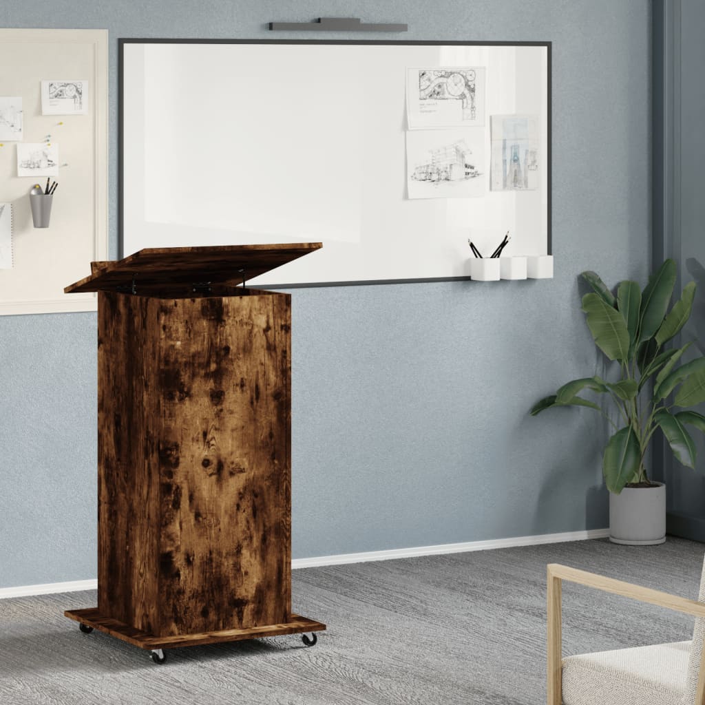 vidaXL Pupitru roți/sertar stejar fumuriu 55x55x107 cm lemn prelucrat vidaXL Pupitru roți/sertar stejar fumuriu 55x55x107 cm lemn prelucrat