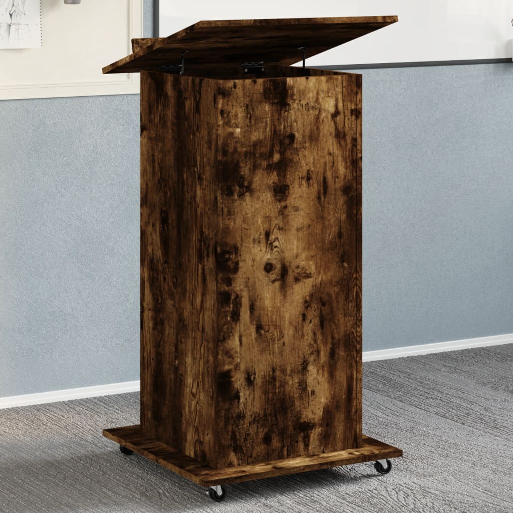 vidaXL Pupitru roți/sertar stejar fumuriu 55x55x107 cm lemn prelucrat vidaXL Pupitru roți/sertar stejar fumuriu 55x55x107 cm lemn prelucrat
