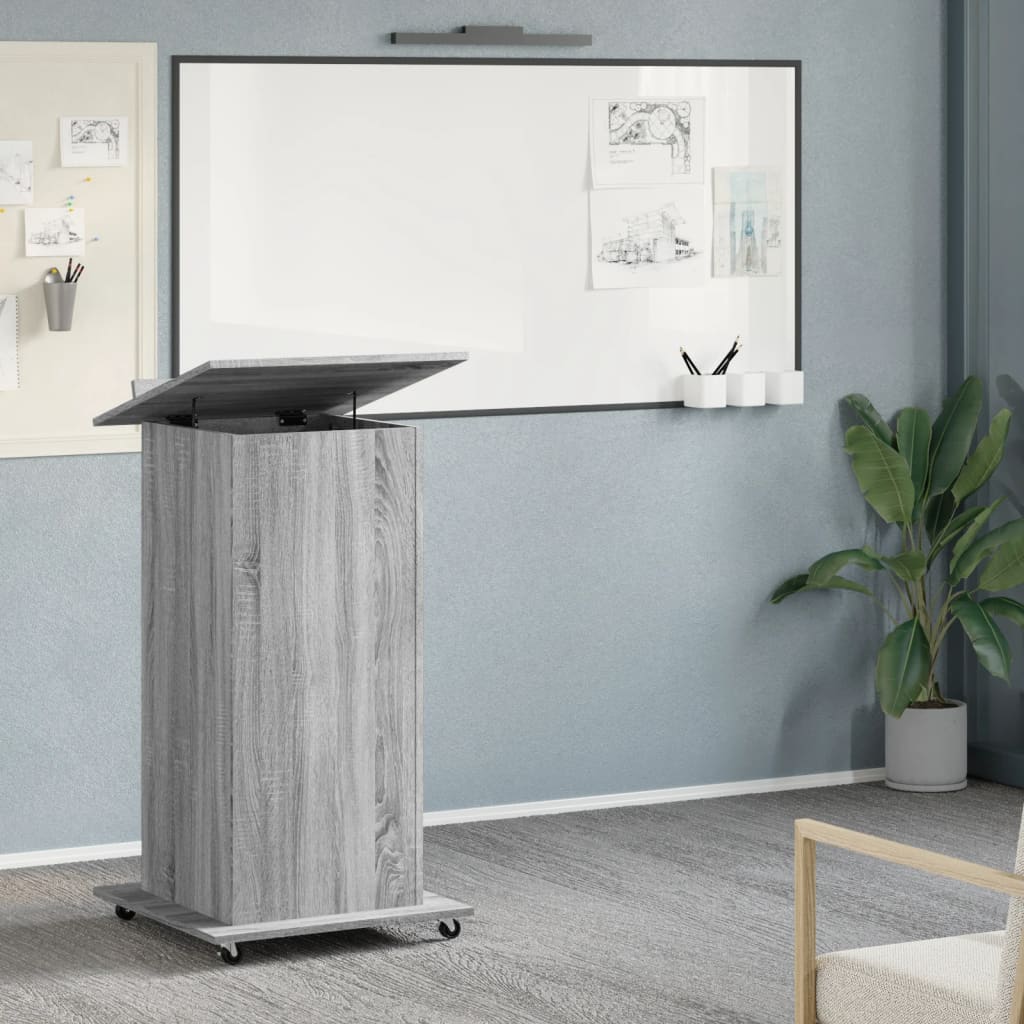 vidaXL Pupitru cu roți și sertar sonoma gri 55x55x107cm lemn prelucrat vidaXL Pupitru cu roți și sertar sonoma gri 55x55x107cm lemn prelucrat