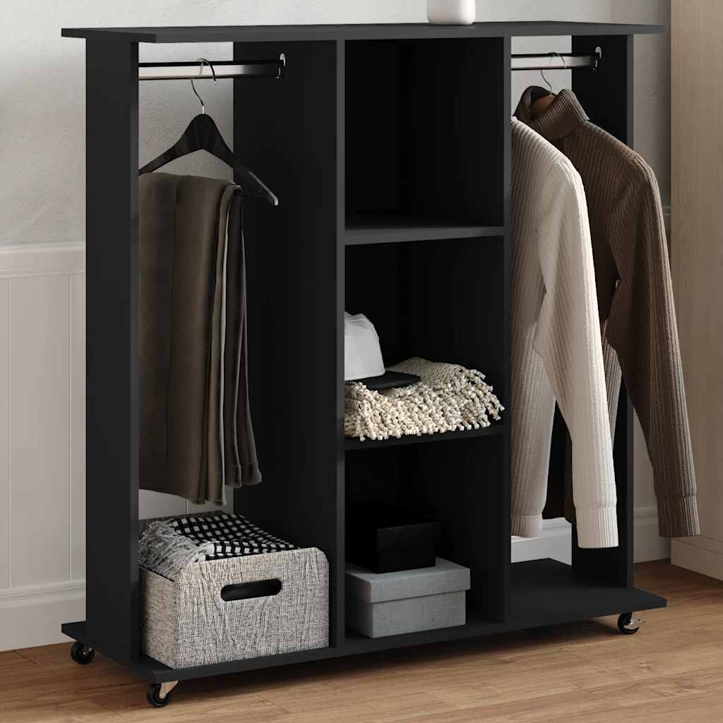 vidaXL Șifonier cu roți, negru, 102x38x110 cm, lemn prelucrat vidaXL Șifonier cu roți, negru, 102x38x110 cm, lemn prelucrat