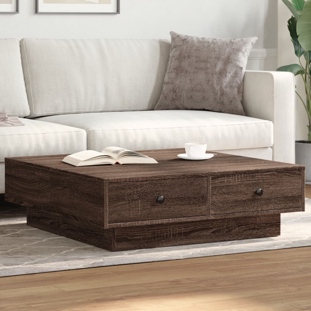 vidaXL Măsuță de cafea, stejar maro, 90x90x28 cm, lemn prelucrat vidaXL Măsuță de cafea, stejar maro, 90x90x28 cm, lemn prelucrat