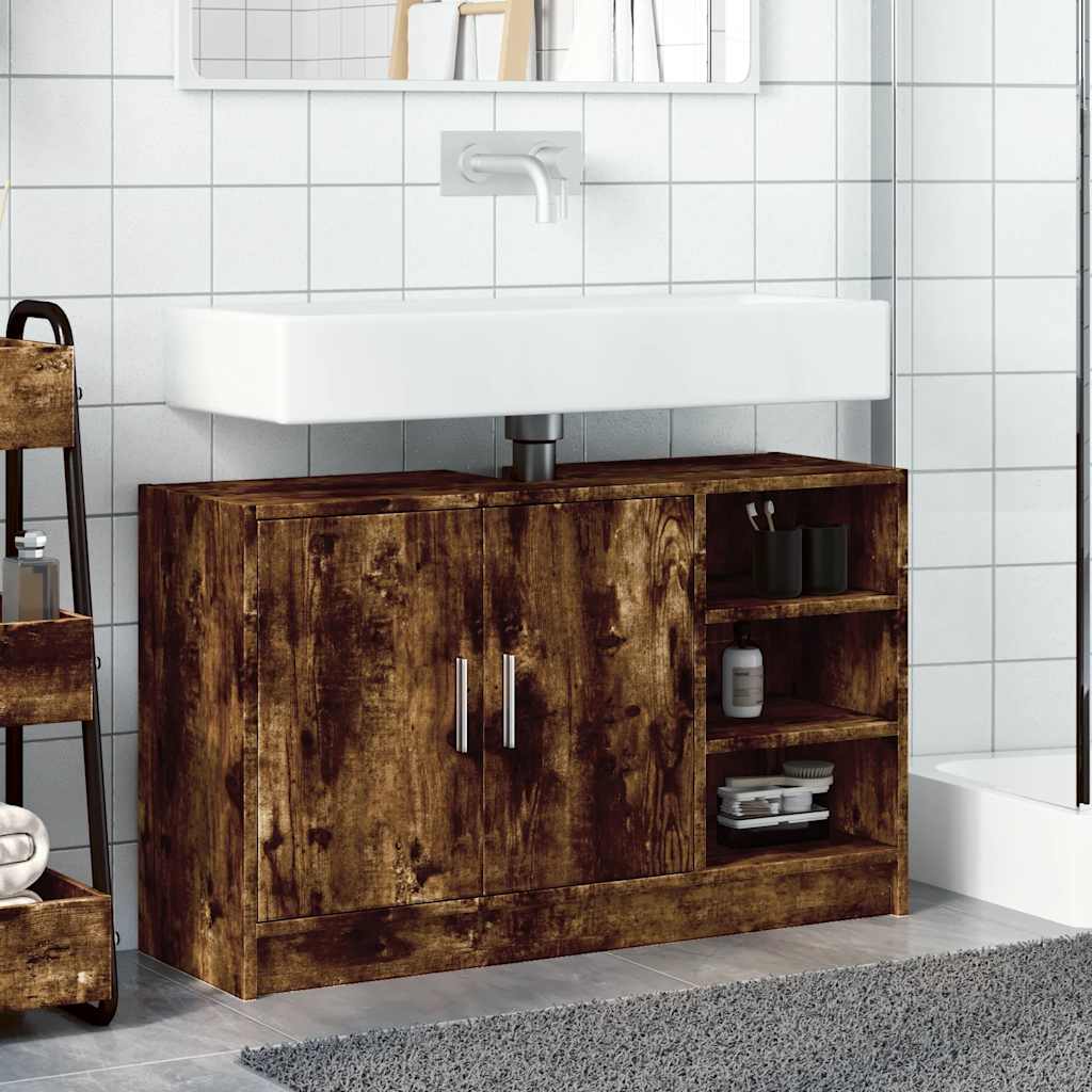 vidaXL Dulap de chiuvetă, stejar fumuriu, 90x29x55 cm, lemn prelucrat vidaXL Dulap de chiuvetă, stejar fumuriu, 90x29x55 cm, lemn prelucrat