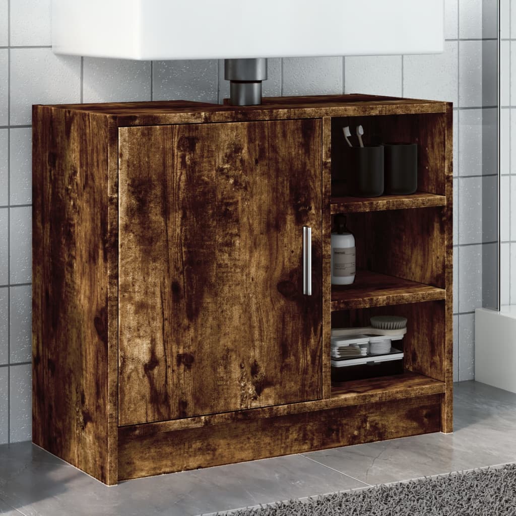 vidaXL Dulap de chiuvetă, stejar fumuriu, 63x29x55 cm, lemn prelucrat vidaXL Dulap de chiuvetă, stejar fumuriu, 63x29x55 cm, lemn prelucrat
