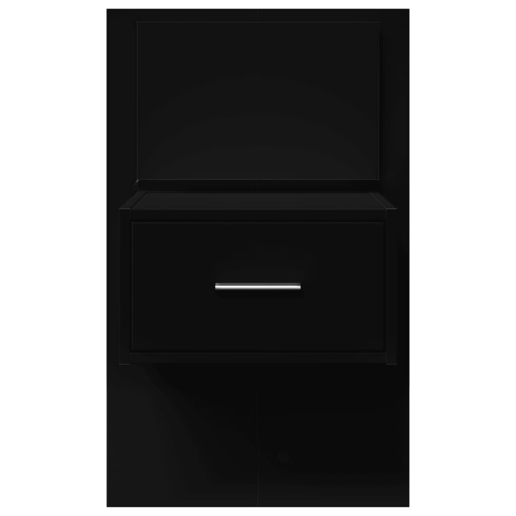 vidaXL Noptieră montată pe perete cu lumini LED, negru