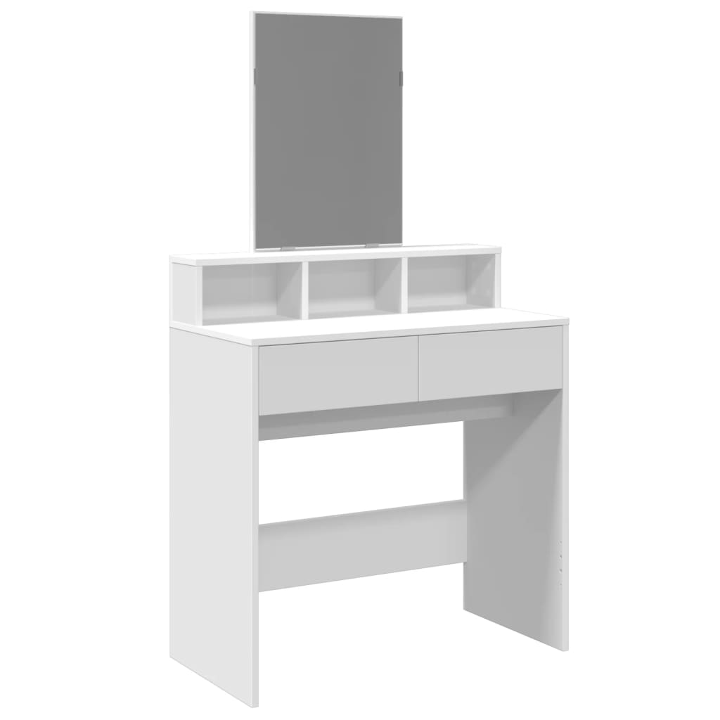 vidaXL Masă de toaletă cu oglindă, alb, 80x41x144,5 cm vidaXL Masă de toaletă cu oglindă, alb, 80x41x144,5 cm