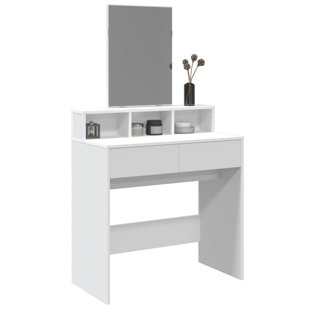 vidaXL Masă de toaletă cu oglindă, alb, 80x41x144,5 cm vidaXL Masă de toaletă cu oglindă, alb, 80x41x144,5 cm