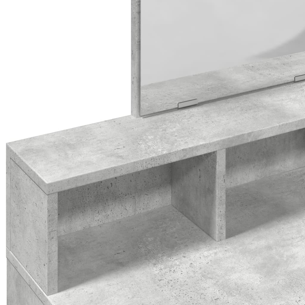 vidaXL Masă de toaletă cu oglindă, gri beton, 80x41x144,5 cm vidaXL Masă de toaletă cu oglindă, gri beton, 80x41x144,5 cm