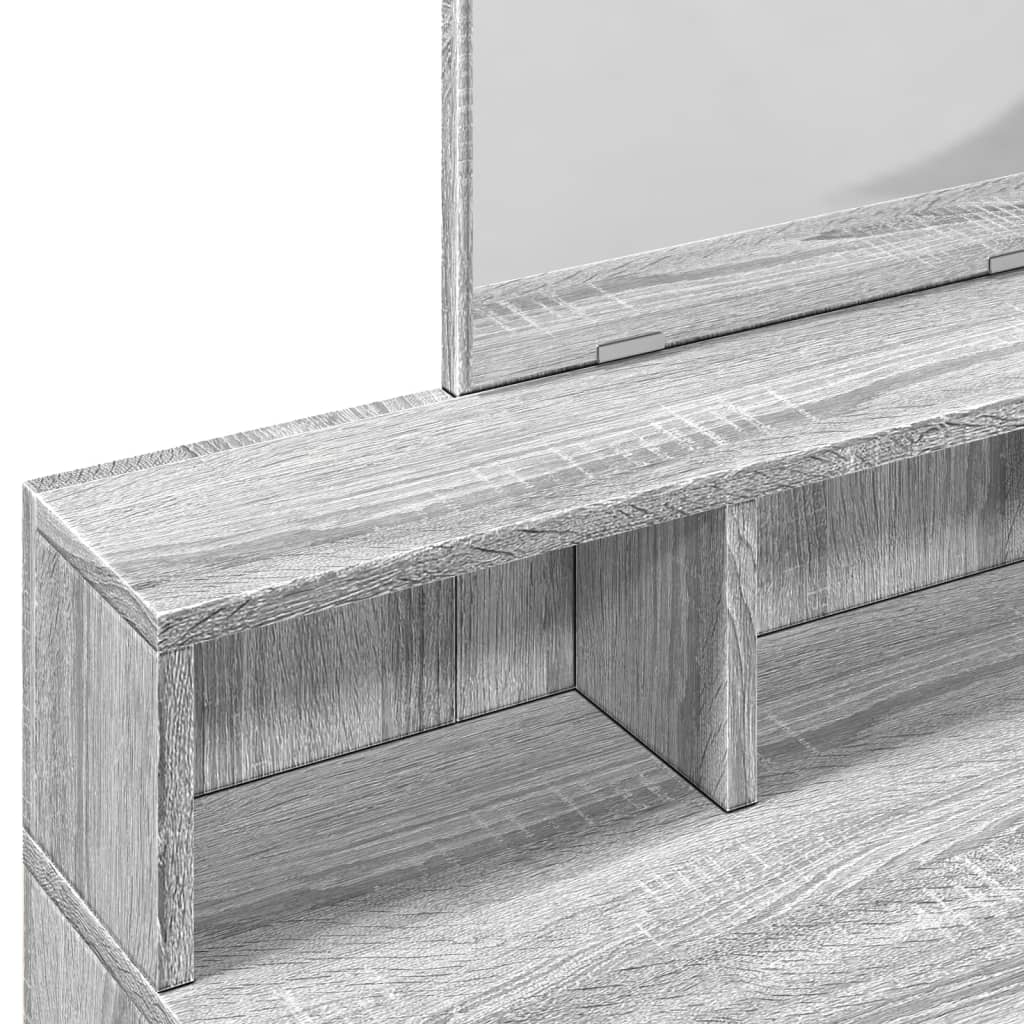 vidaXL Masă de toaletă cu oglindă, gri sonoma, 80x41x144,5 cm vidaXL Masă de toaletă cu oglindă, gri sonoma, 80x41x144,5 cm