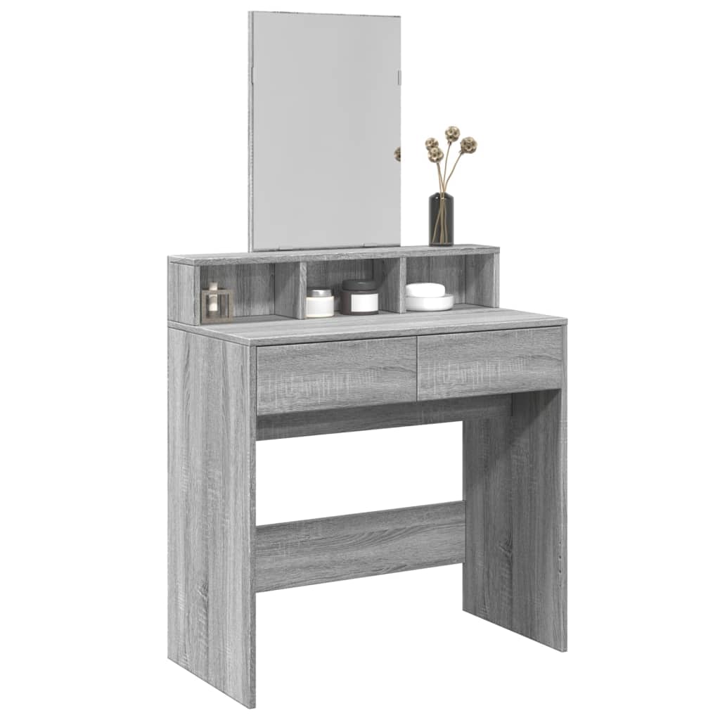 vidaXL Masă de toaletă cu oglindă, gri sonoma, 80x41x144,5 cm vidaXL Masă de toaletă cu oglindă, gri sonoma, 80x41x144,5 cm
