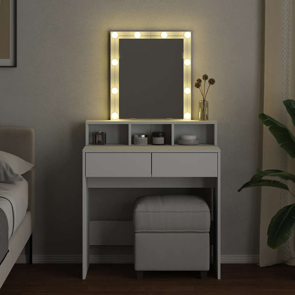 vidaXL Masă de toaletă cu LED, alb, 80x41x144,5 cm vidaXL Masă de toaletă cu LED, alb, 80x41x144,5 cm