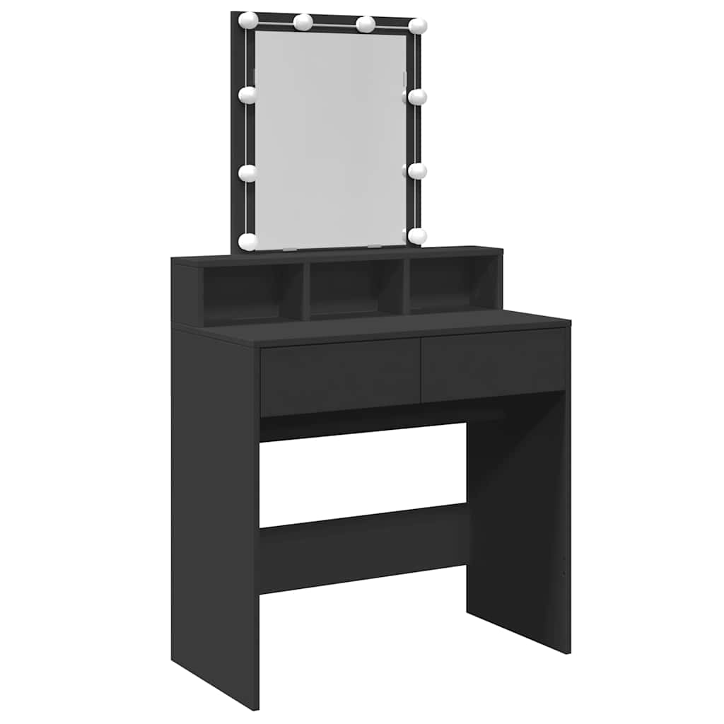 vidaXL Masă de toaletă cu LED, negru, 80x41x144,5 cm vidaXL Masă de toaletă cu LED, negru, 80x41x144,5 cm
