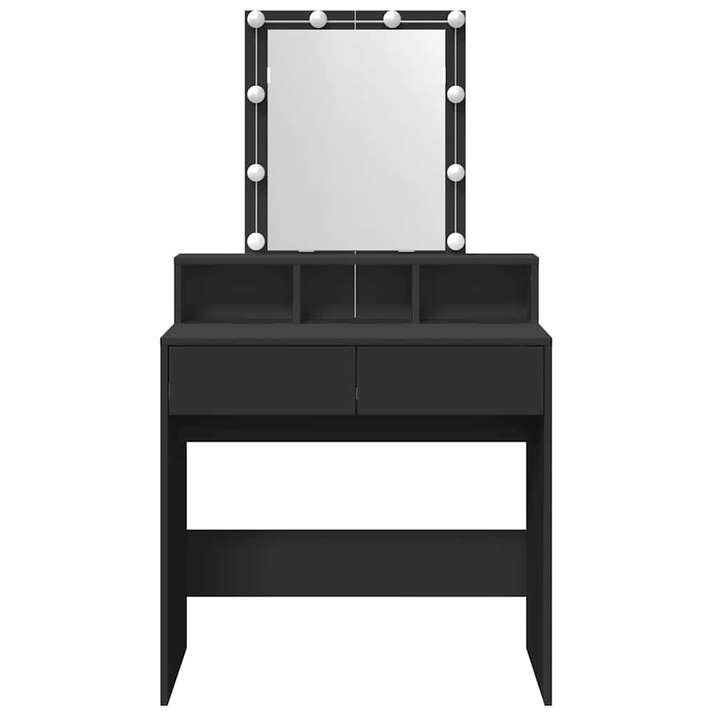 vidaXL Masă de toaletă cu LED, negru, 80x41x144,5 cm vidaXL Masă de toaletă cu LED, negru, 80x41x144,5 cm