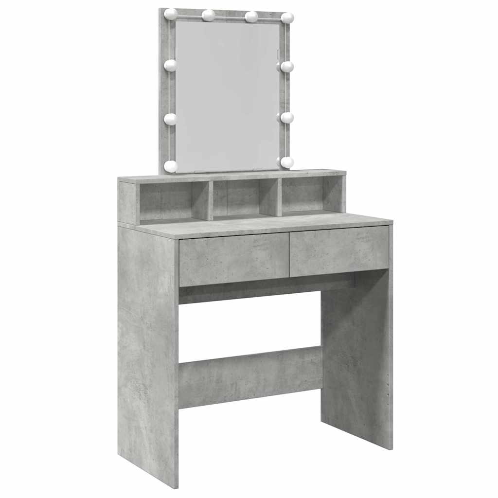 vidaXL Masă de toaletă cu LED, gri beton, 80x41x144,5 cm