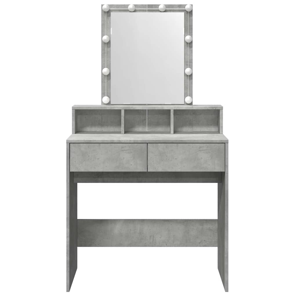 vidaXL Masă de toaletă cu LED, gri beton, 80x41x144,5 cm