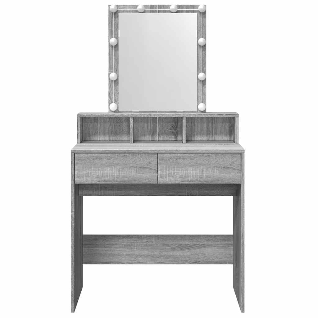 vidaXL Masă de toaletă cu LED, sonoma gri, 80x41x144,5 cm vidaXL Masă de toaletă cu LED, sonoma gri, 80x41x144,5 cm