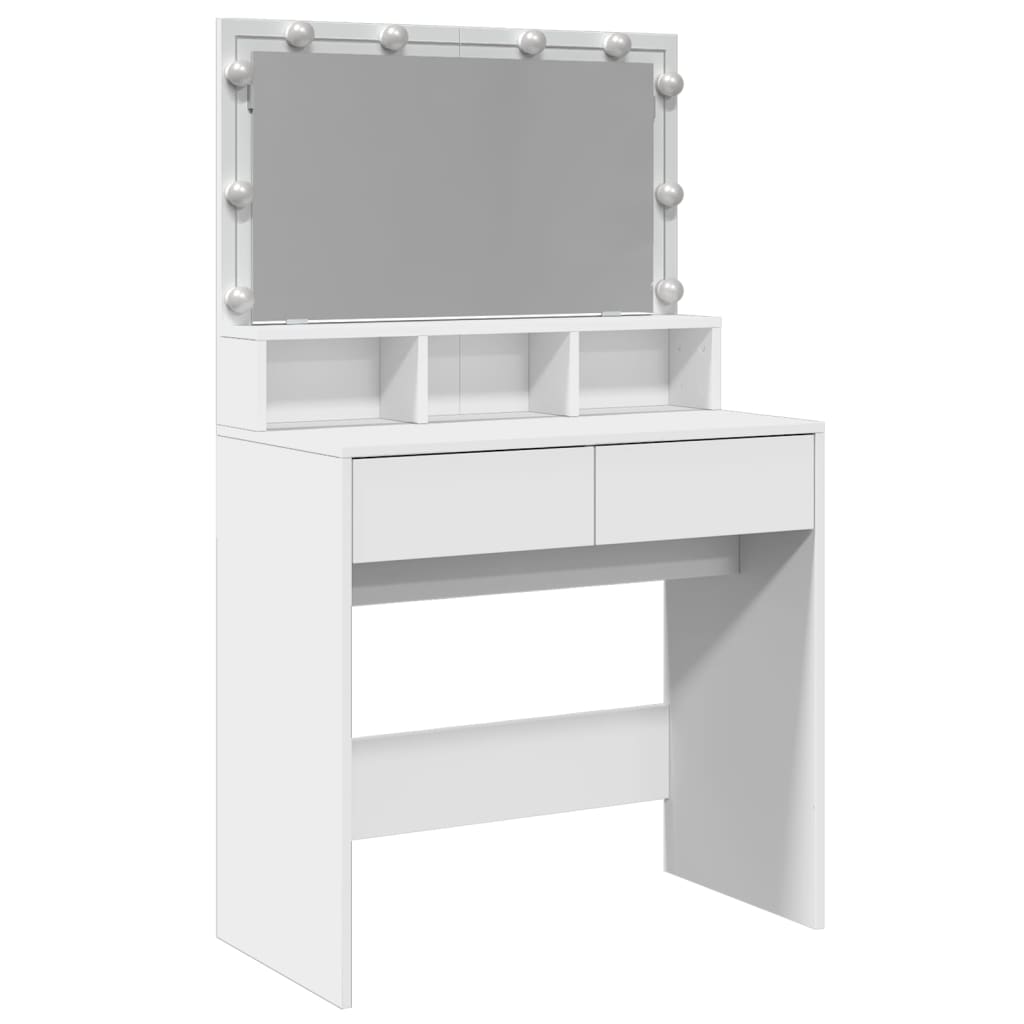 vidaXL Masă de toaletă cu LED, alb, 80x41x134,5 cm vidaXL Masă de toaletă cu LED, alb, 80x41x134,5 cm