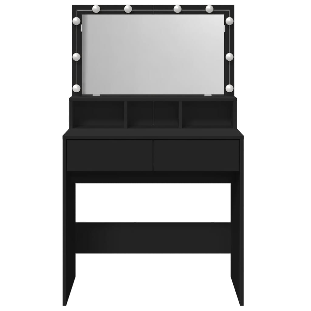 vidaXL Masă de toaletă cu LED, negru, 80x41x134,5 cm vidaXL Masă de toaletă cu LED, negru, 80x41x134,5 cm