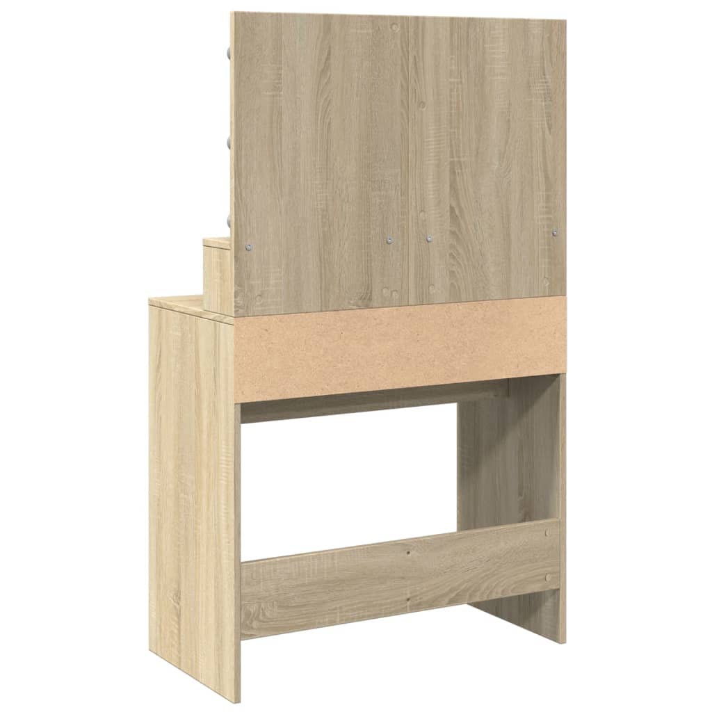 vidaXL Masă de toaletă cu LED, stejar sonoma, 80x41x134,5 cm vidaXL Masă de toaletă cu LED, stejar sonoma, 80x41x134,5 cm