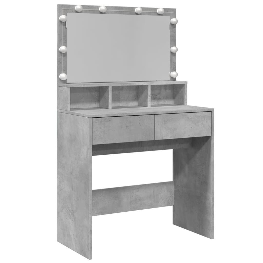 vidaXL Masă de toaletă cu LED, gri beton, 80x41x134,5 cm vidaXL Masă de toaletă cu LED, gri beton, 80x41x134,5 cm