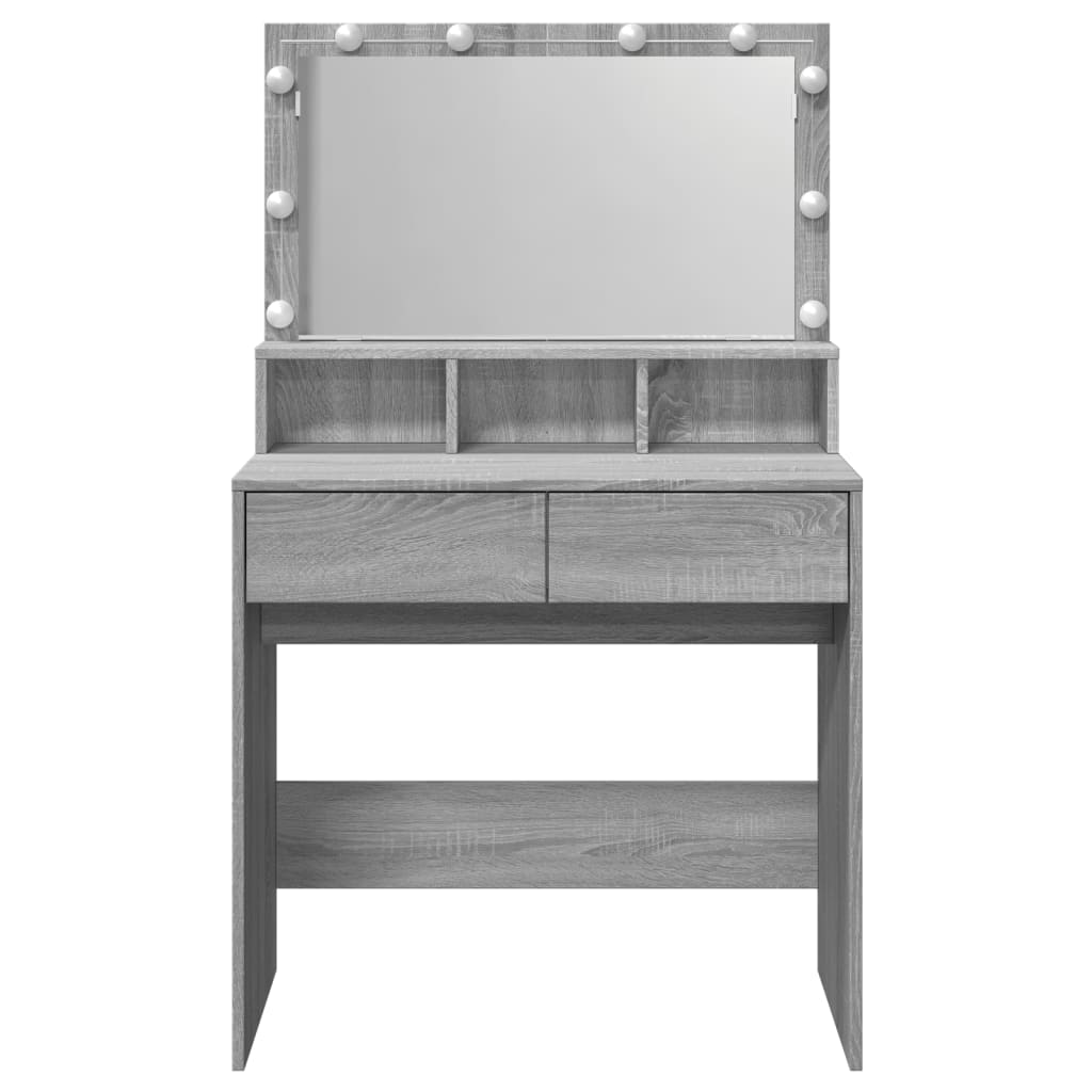 vidaXL Masă de toaletă cu LED, gri sonoma, 80x41x134,5 cm vidaXL Masă de toaletă cu LED, gri sonoma, 80x41x134,5 cm