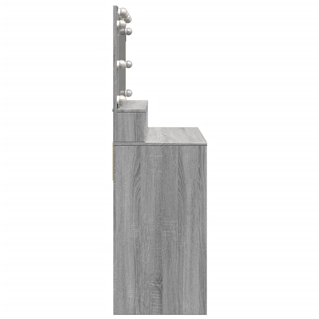 vidaXL Masă de toaletă cu LED, gri sonoma, 80x41x134,5 cm vidaXL Masă de toaletă cu LED, gri sonoma, 80x41x134,5 cm