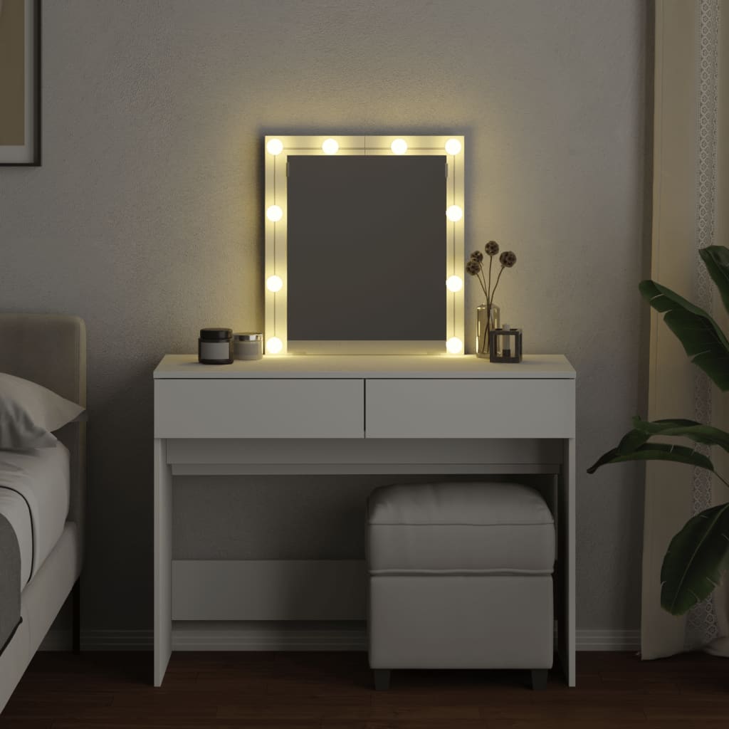 vidaXL Masă de toaletă cu LED, alb, 100x40x130 cm vidaXL Masă de toaletă cu LED, alb, 100x40x130 cm