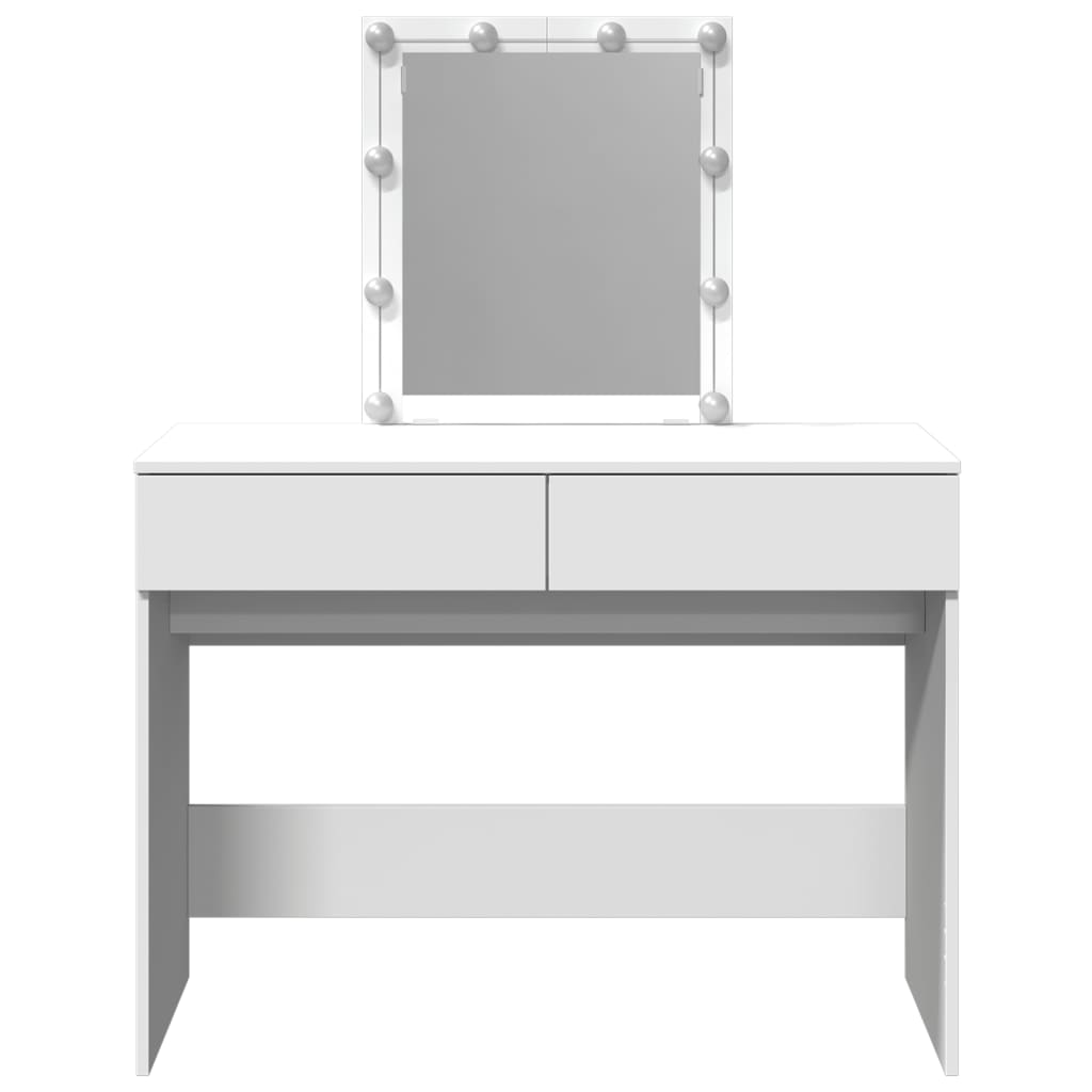 vidaXL Masă de toaletă cu LED, alb, 100x40x130 cm vidaXL Masă de toaletă cu LED, alb, 100x40x130 cm