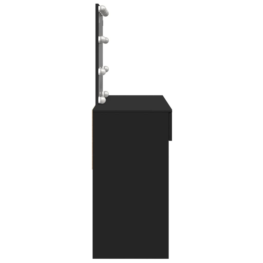 vidaXL Masă de toaletă cu LED, negru, 100x40x130 cm