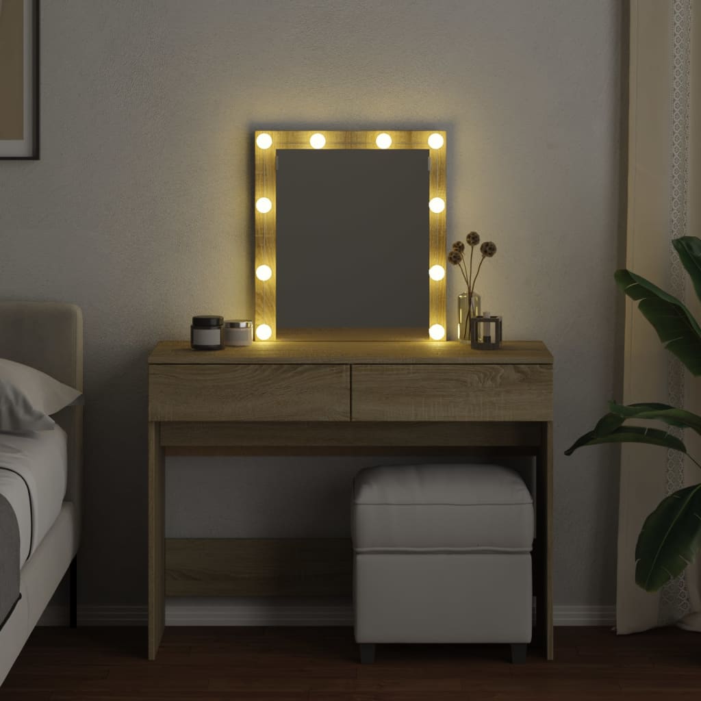 vidaXL Masă de toaletă cu LED, stejar sonoma, 100x40x130 cm vidaXL Masă de toaletă cu LED, stejar sonoma, 100x40x130 cm