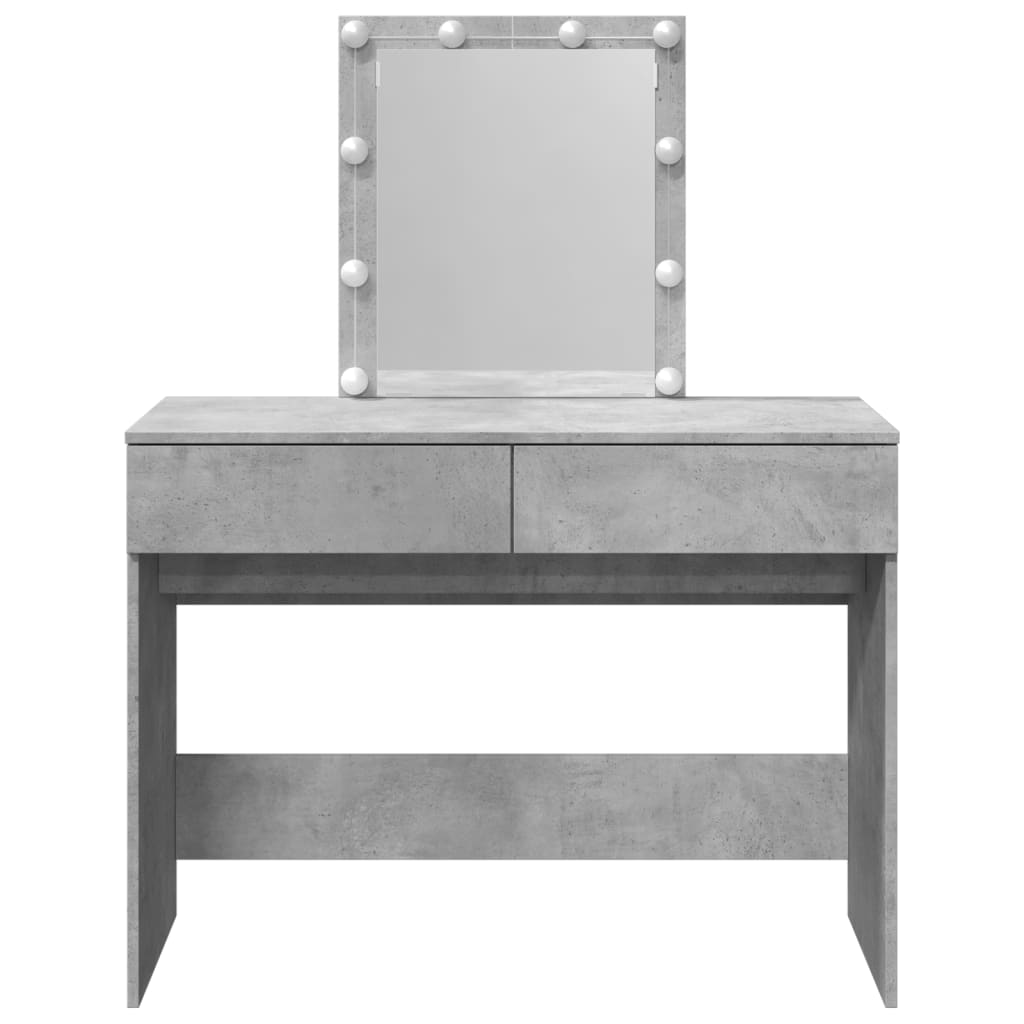 vidaXL Masă de toaletă cu LED, gri beton, 100x40x130 cm vidaXL Masă de toaletă cu LED, gri beton, 100x40x130 cm