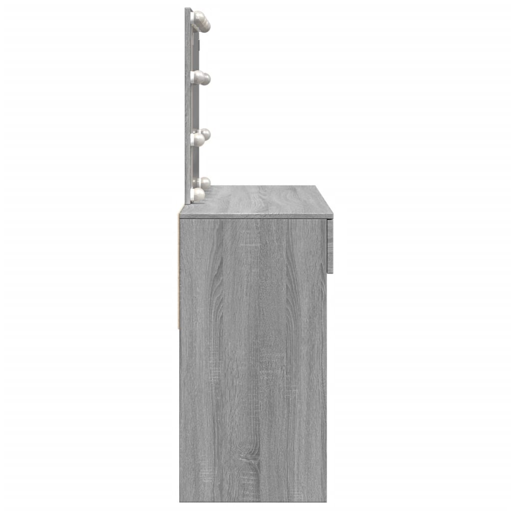 vidaXL Masă de toaletă cu LED, sonoma gri, 100x40x130 cm