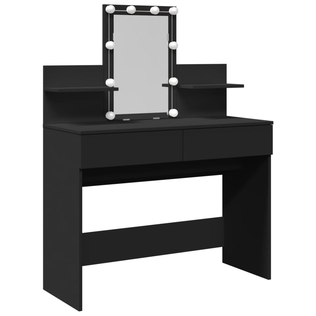 vidaXL Masă de toaletă cu LED, negru, 100x40x130 cm vidaXL Masă de toaletă cu LED, negru, 100x40x130 cm