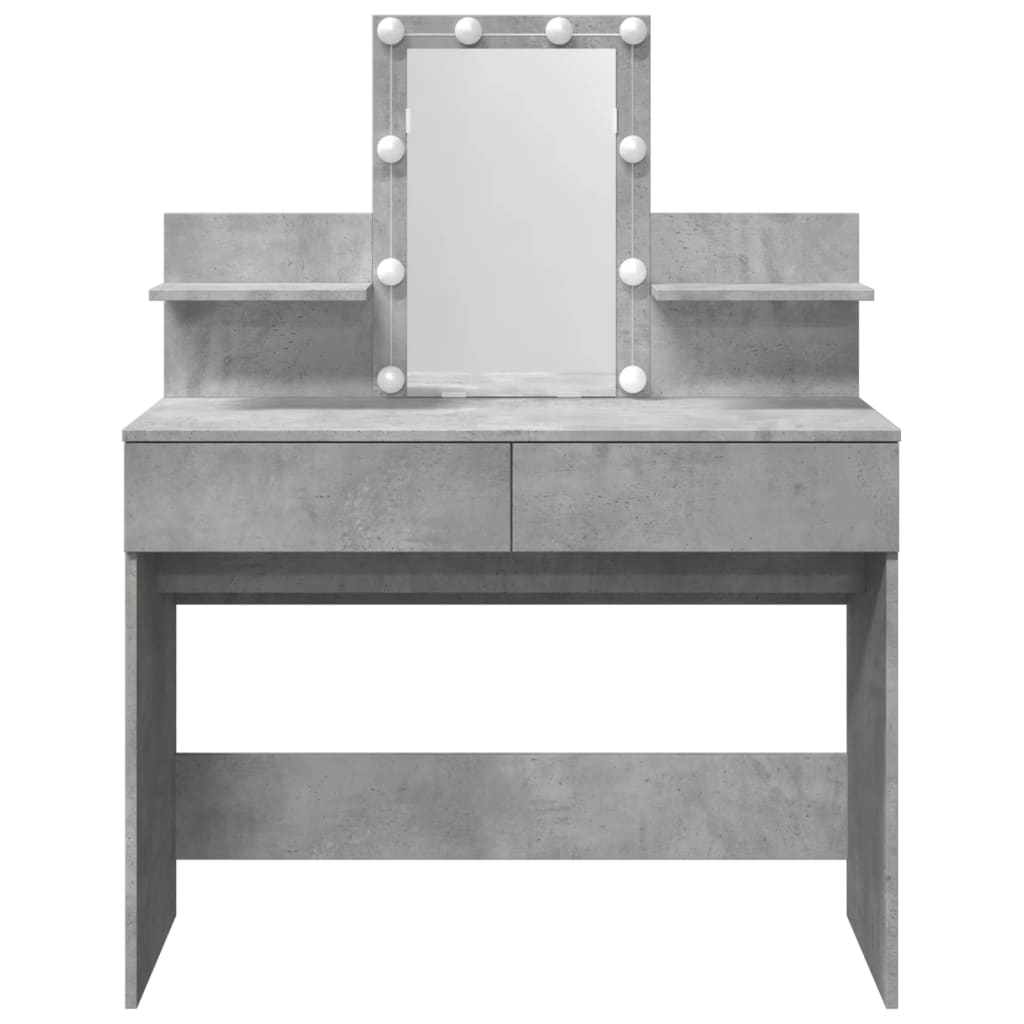 vidaXL Masă de toaletă cu LED, gri beton, 100x40x130 cm vidaXL Masă de toaletă cu LED, gri beton, 100x40x130 cm