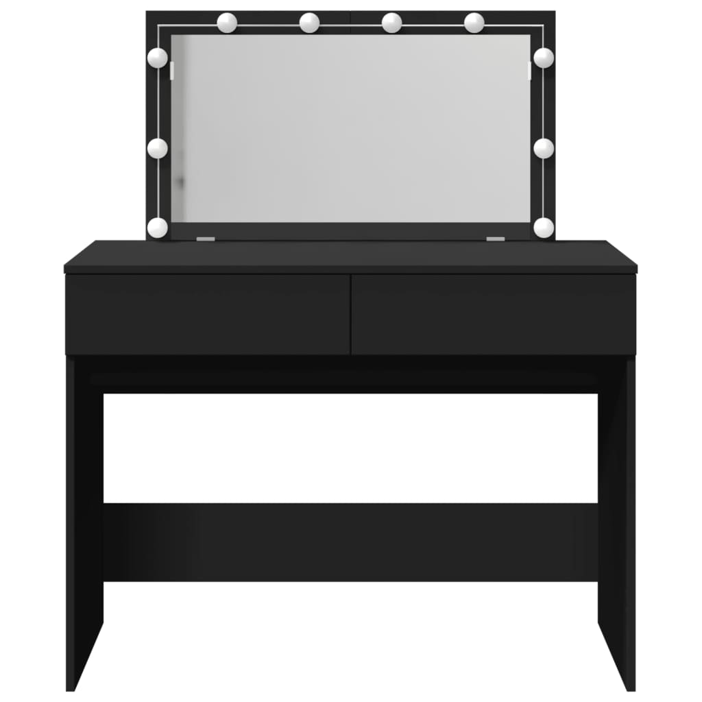 vidaXL Masă de toaletă cu LED, negru, 100x40x120 cm vidaXL Masă de toaletă cu LED, negru, 100x40x120 cm