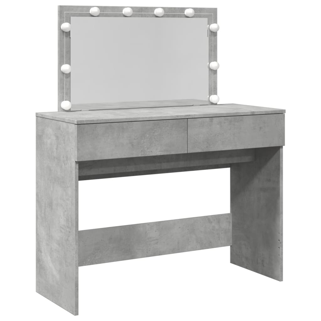 vidaXL Masă de toaletă cu LED, gri beton, 100x40x120 cm vidaXL Masă de toaletă cu LED, gri beton, 100x40x120 cm