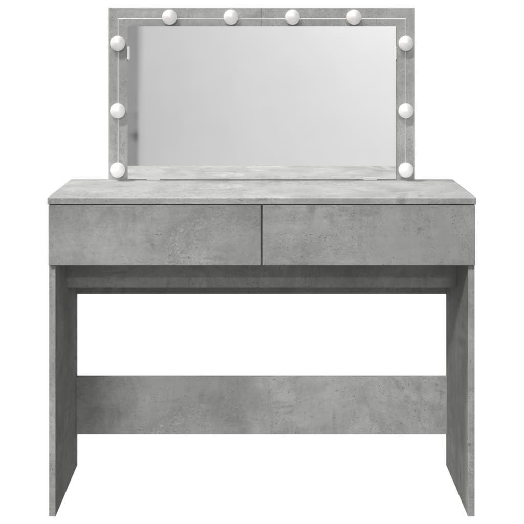 vidaXL Masă de toaletă cu LED, gri beton, 100x40x120 cm vidaXL Masă de toaletă cu LED, gri beton, 100x40x120 cm