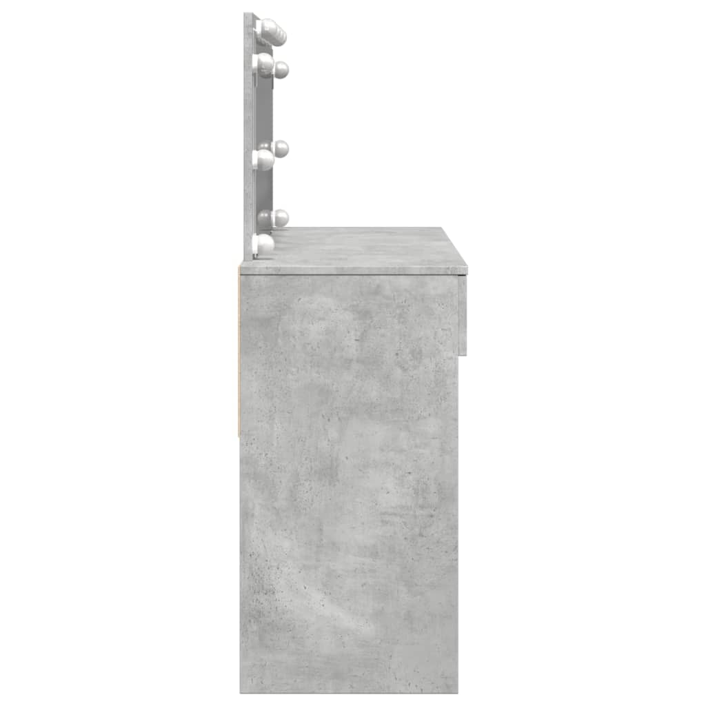 vidaXL Masă de toaletă cu LED, gri beton, 100x40x120 cm vidaXL Masă de toaletă cu LED, gri beton, 100x40x120 cm